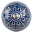 Door Knob Ø 4x3 cm Blue Beige Ceramic