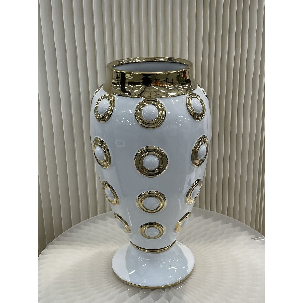 Vaas keramiek wit goud H46cm