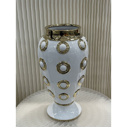 Vaas keramiek wit goud H46cm