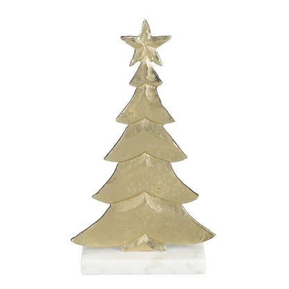 Kerstboom decoratie 32 cm aluminium goud marmer