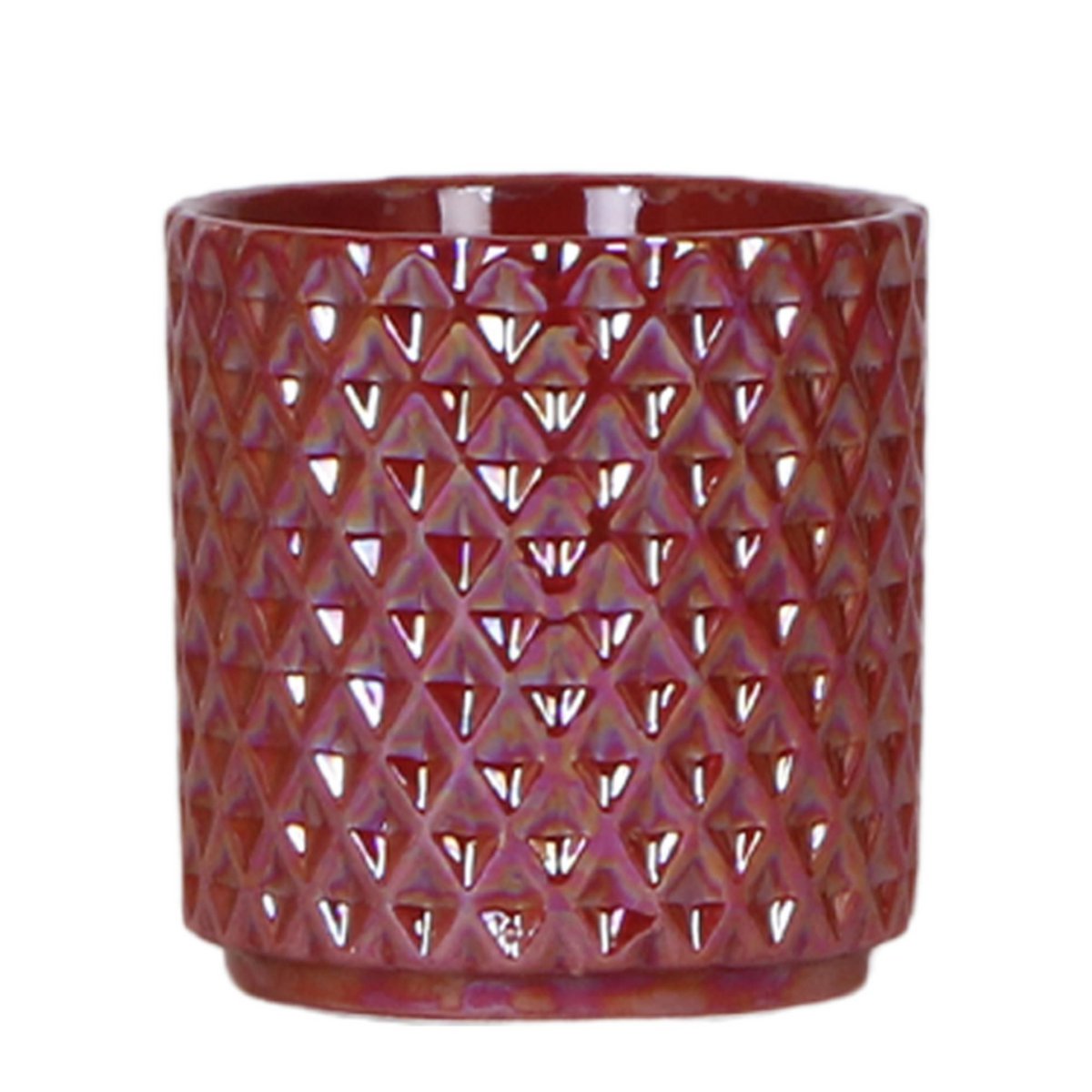 Red Decorative Pot with Diamond Texture Ø9 cm