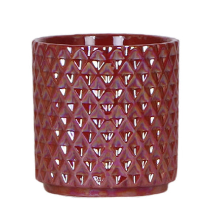 Red Decorative Pot with Diamond Texture Ø9 cm