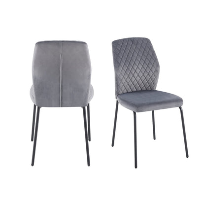 Stoelenset 2 stuks grijs fluweel