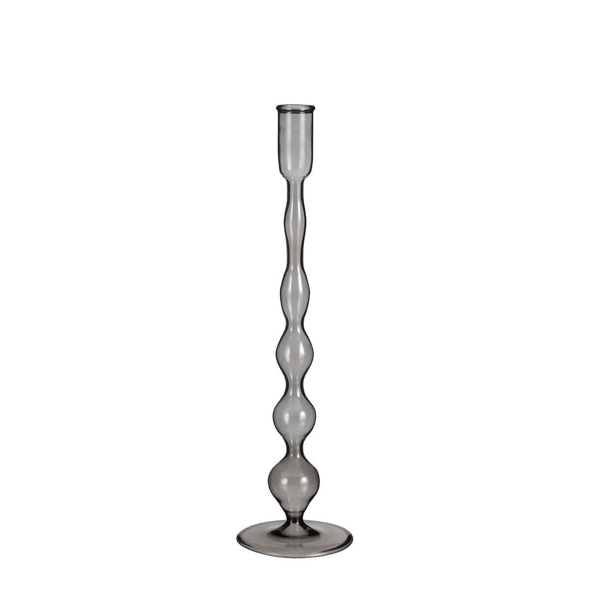 Kandelaar 33 cm glas donkergrijs