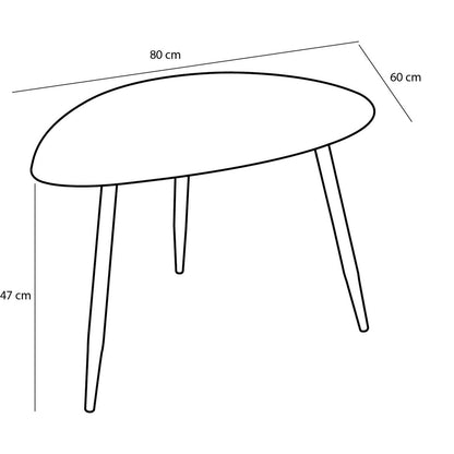 Bijzettafels set 2 zwart metaal L80 B60 H47 cm