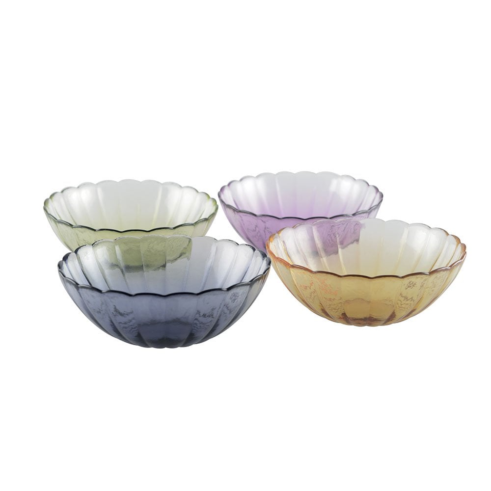 Soepkommen set van 4 glas 16 cm multicolor