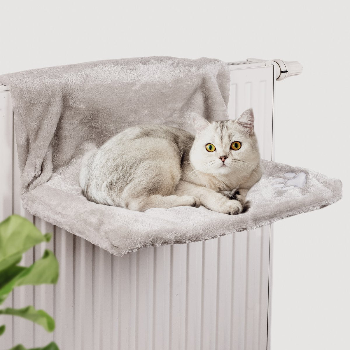 Katten radiatorbed hangmat 43x30x25 cm pluche grijs