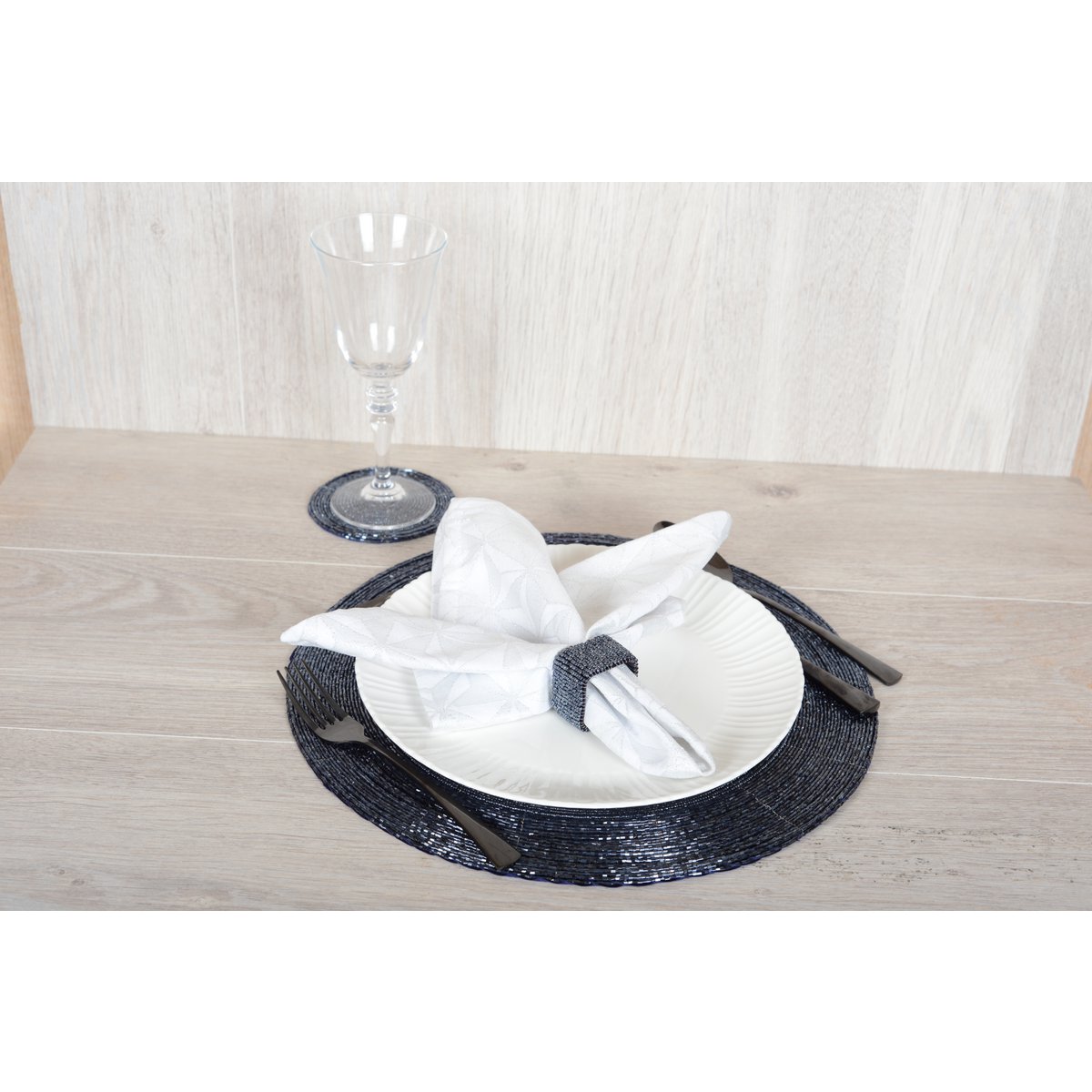Onderzetters set van 6 blauw plastic 10x10x1 cm