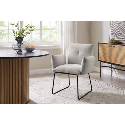 Fauteuil bouclé lichtgrijs 68x87x73.5 cm