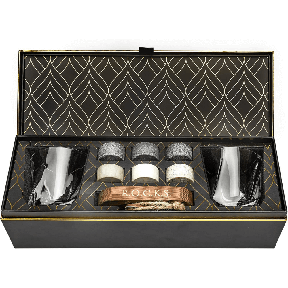Whiskeyglazen set met granieten stenen