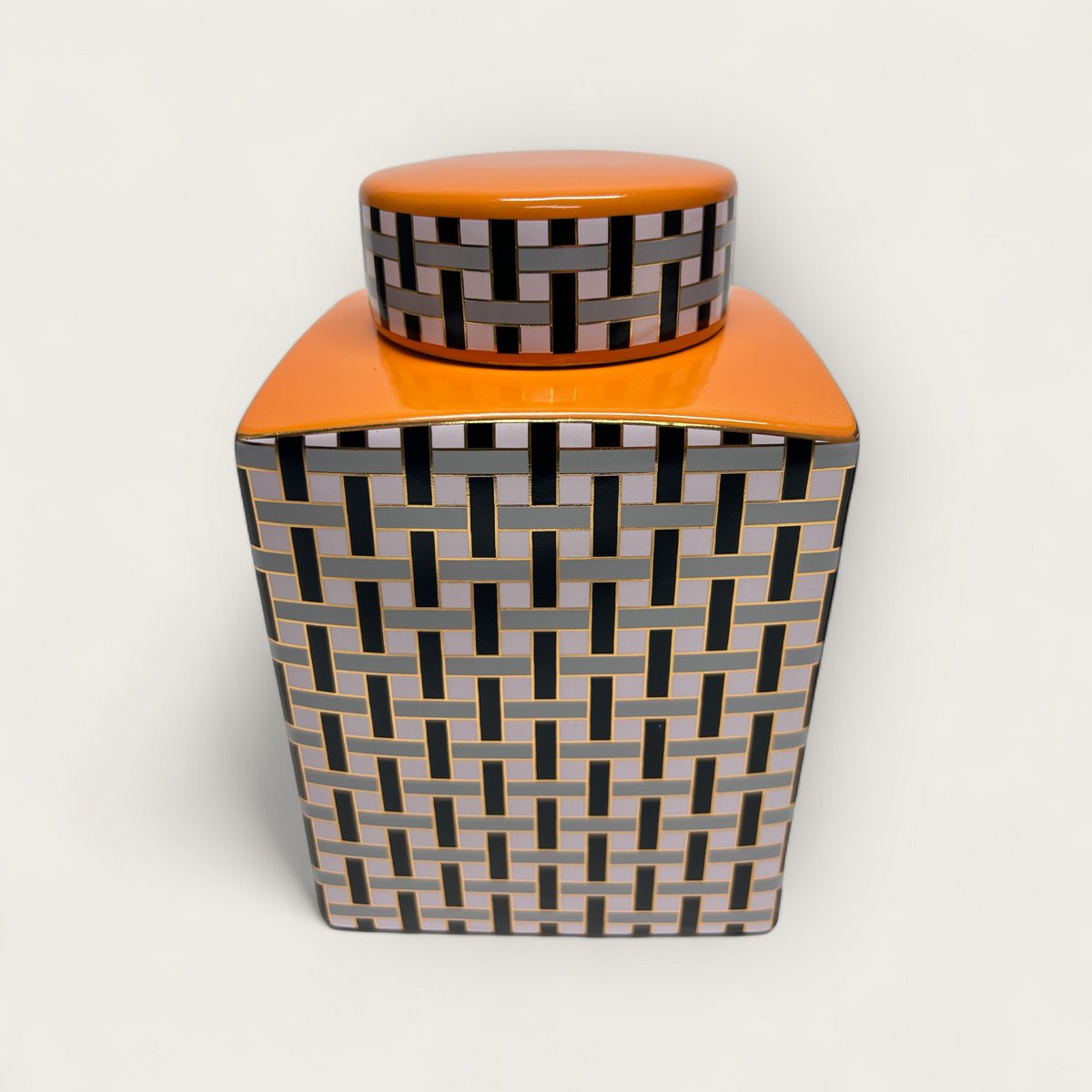 Porseleinen busje met deksel set A-stijl B-stijl oranje