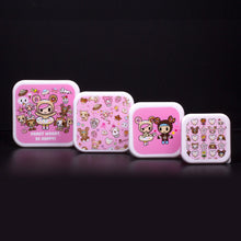 Snackdoosjes set van 4 roze wit