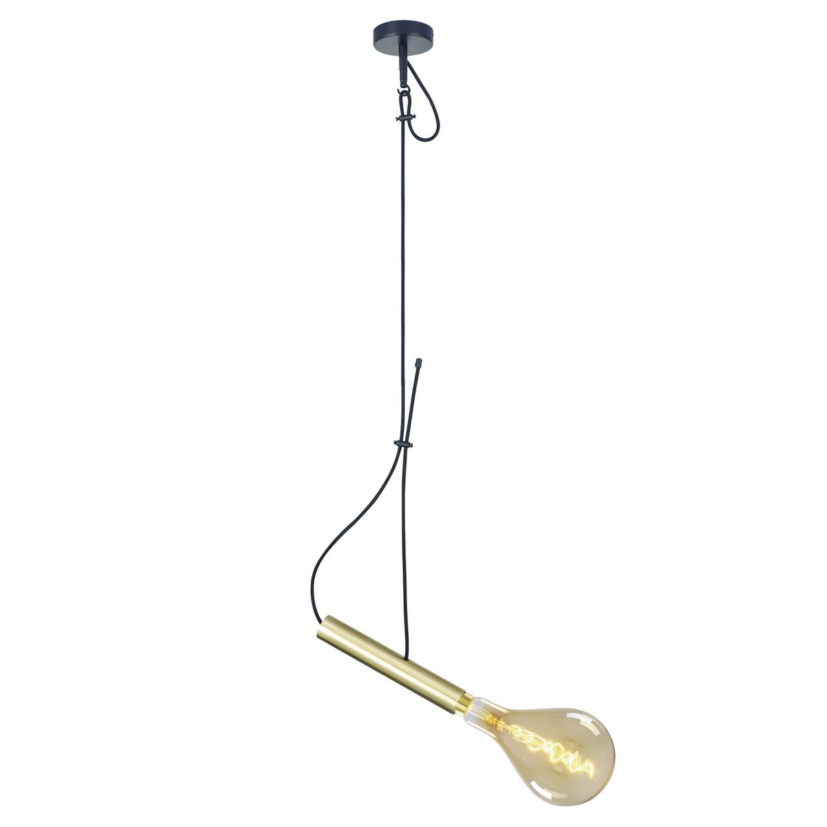Metaal Baldachin Met Textielkabel Messing Hanglamp E27