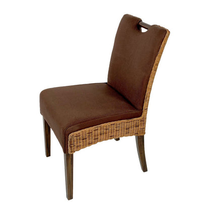 Rattan Eetkamerstoelen Set Van 4 Prairie Bruin Gestoffeerd