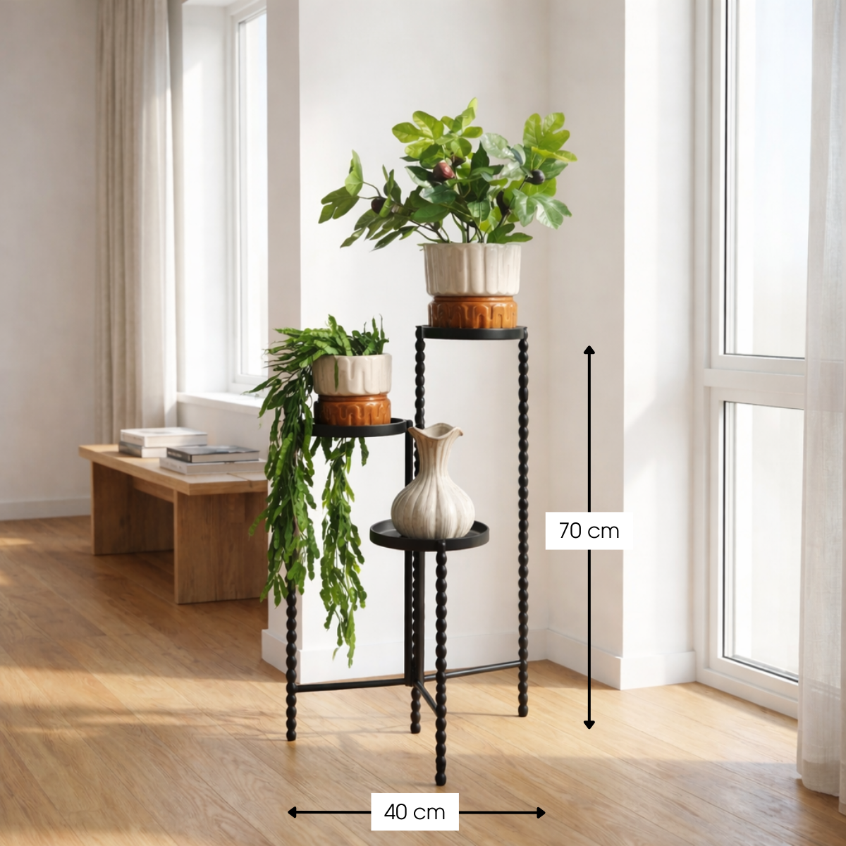 Plantenstandaard 70 cm zwart ijzer