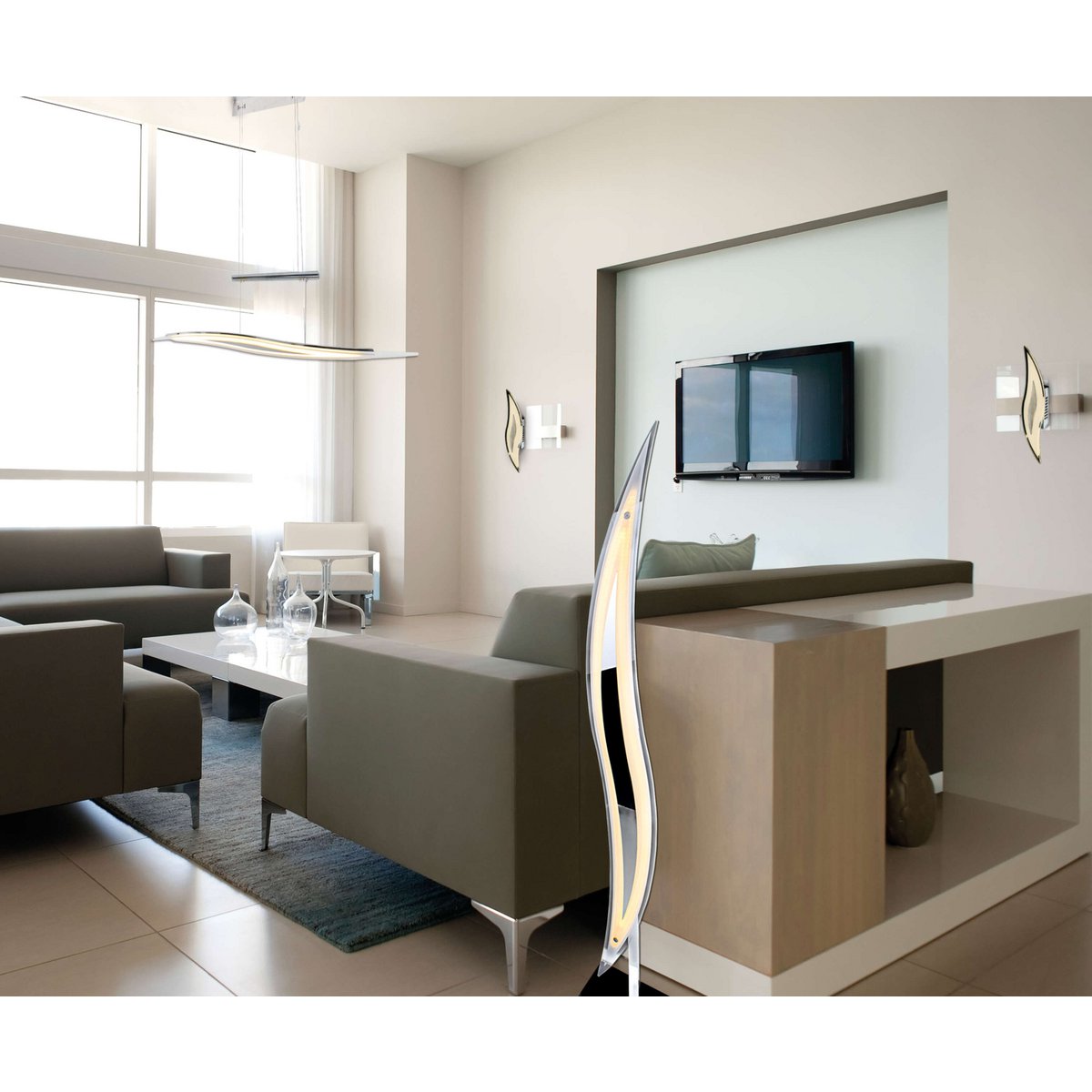 LED hanglamp Wave acrylglas chrome verstelbaar