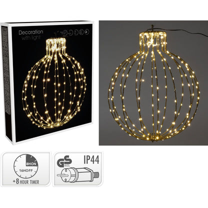 Verlichte Kerstbal - 45Cm - Zwart Frame