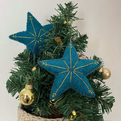 Sterhanger wolvilt 10 cm blauw goud