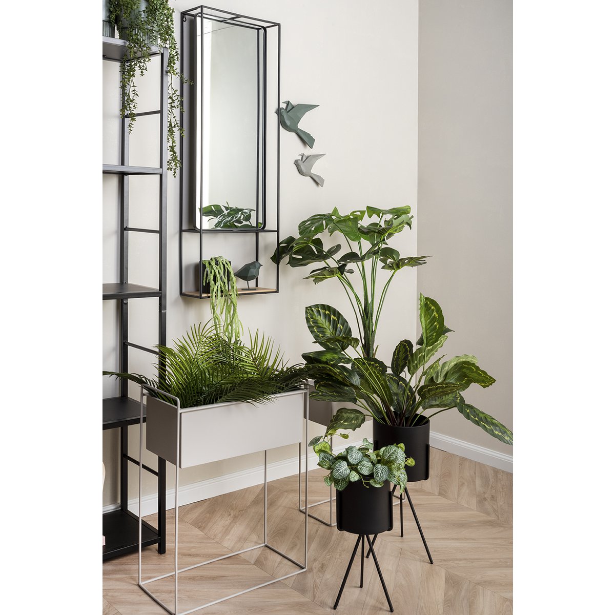 Plantenpotten set 3 stuks donkergrijs ijzer