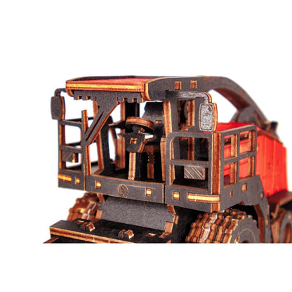Eco Wood Art (EWA) 3D Mechanische Houten Puzzel, Harvester Forage FS80, 4264, Rood, 27x15x12cm