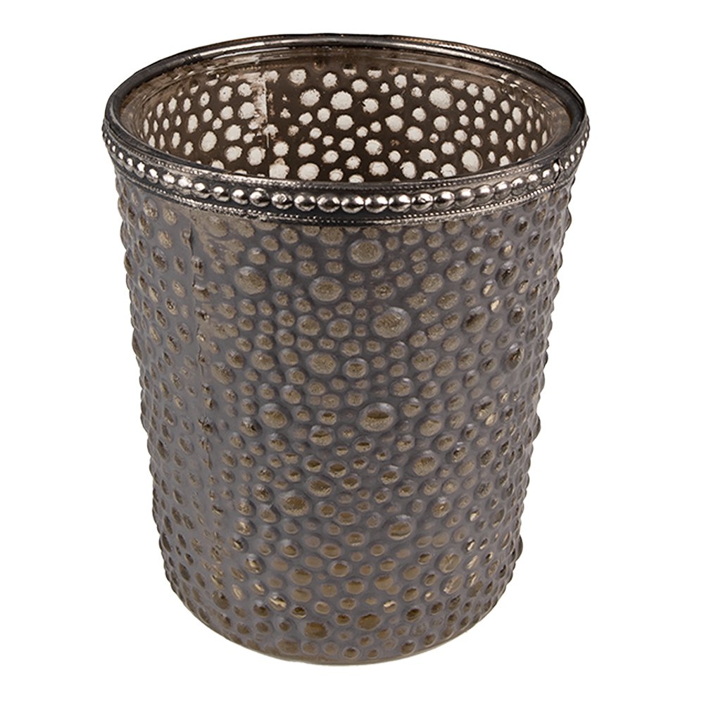 Tealight holder Ø 9x10 cm Grey Glass Tealight holder