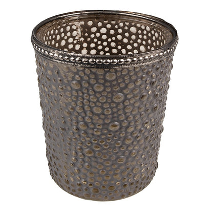 Tealight holder Ø 9x10 cm Grey Glass Tealight holder
