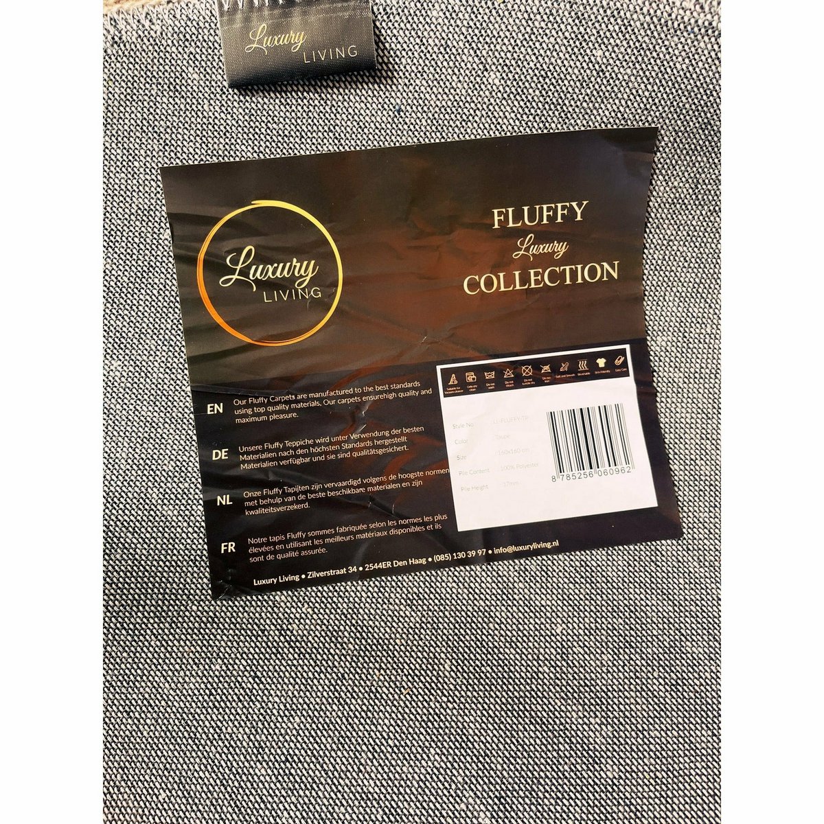 Fluffy Vloerkleed Rond Antraciet 160x160CM Zacht Luxe