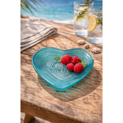 Turquoise heart-shaped dish 14x13x2cm