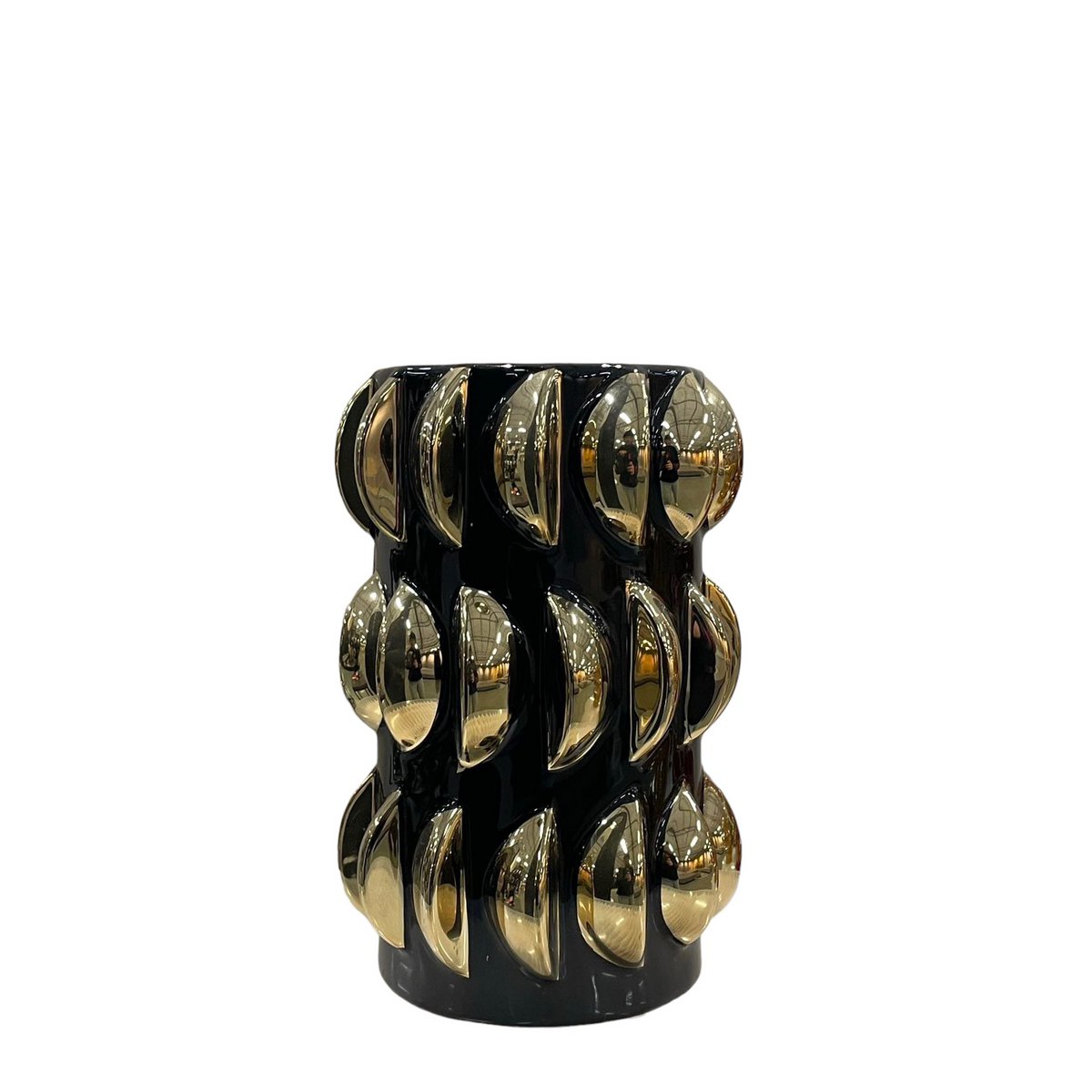 Vaas 18x27.5 cm keramiek zwart goud