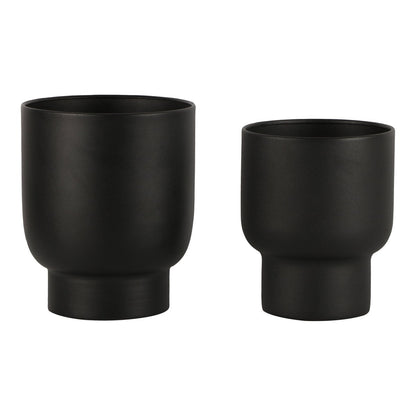 Fulda Plant Pots - Metal, Black - Set of 2