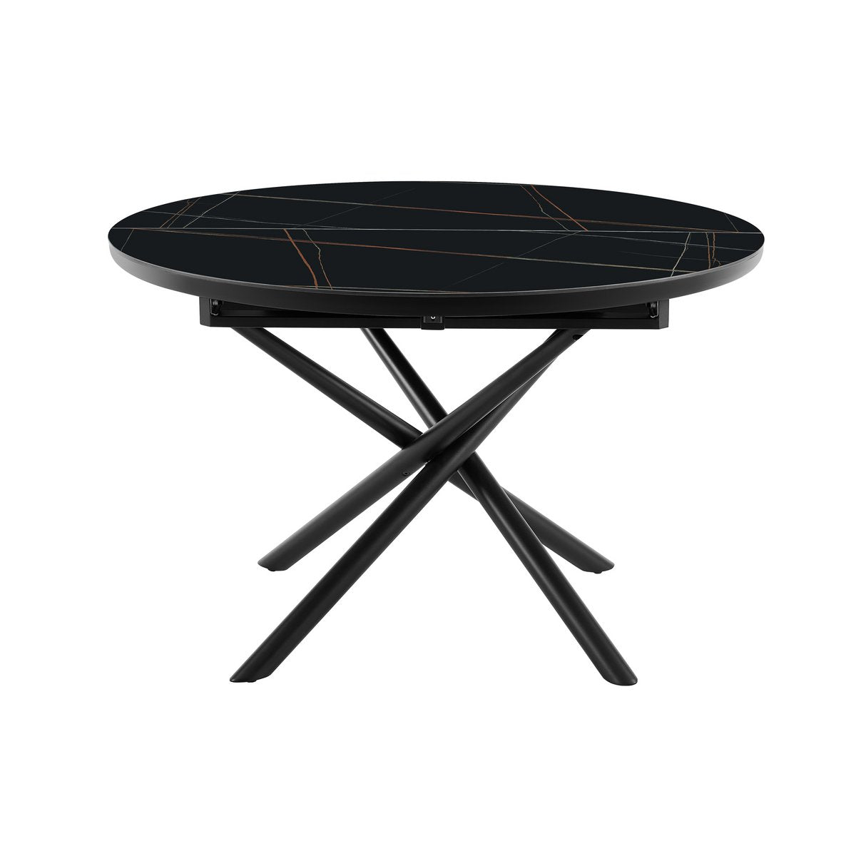 Eettafel rond 120 cm uitklapbaar zwart