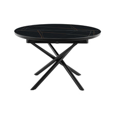 Eettafel rond 120 cm uitklapbaar zwart