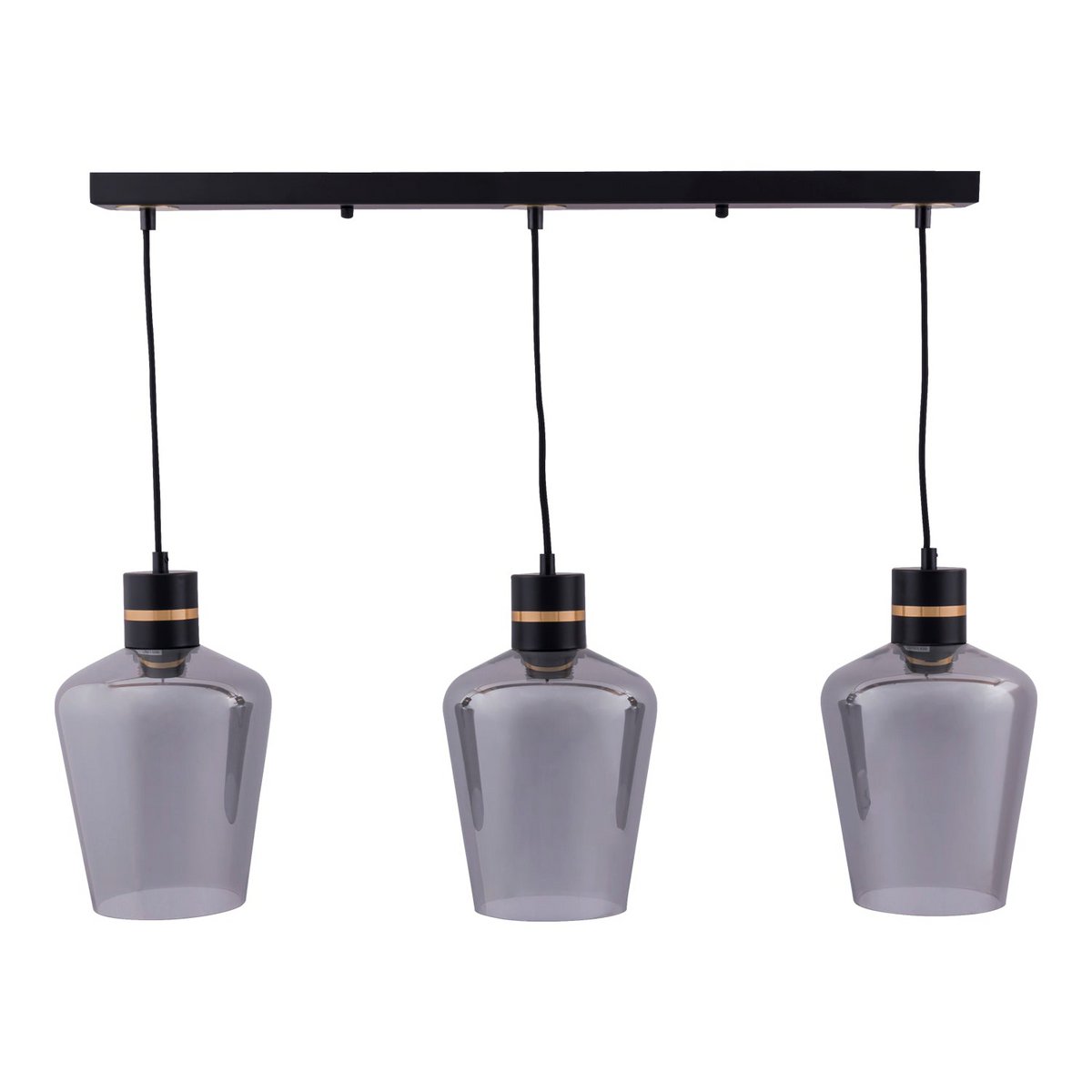 Hanglamp 3 smoke glazen kelken goud