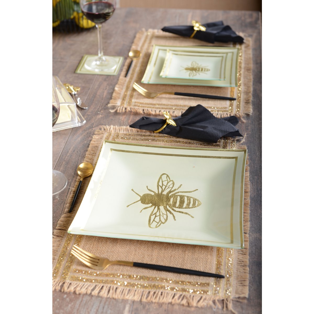 Plat bord goud jute 42x28x1 cm