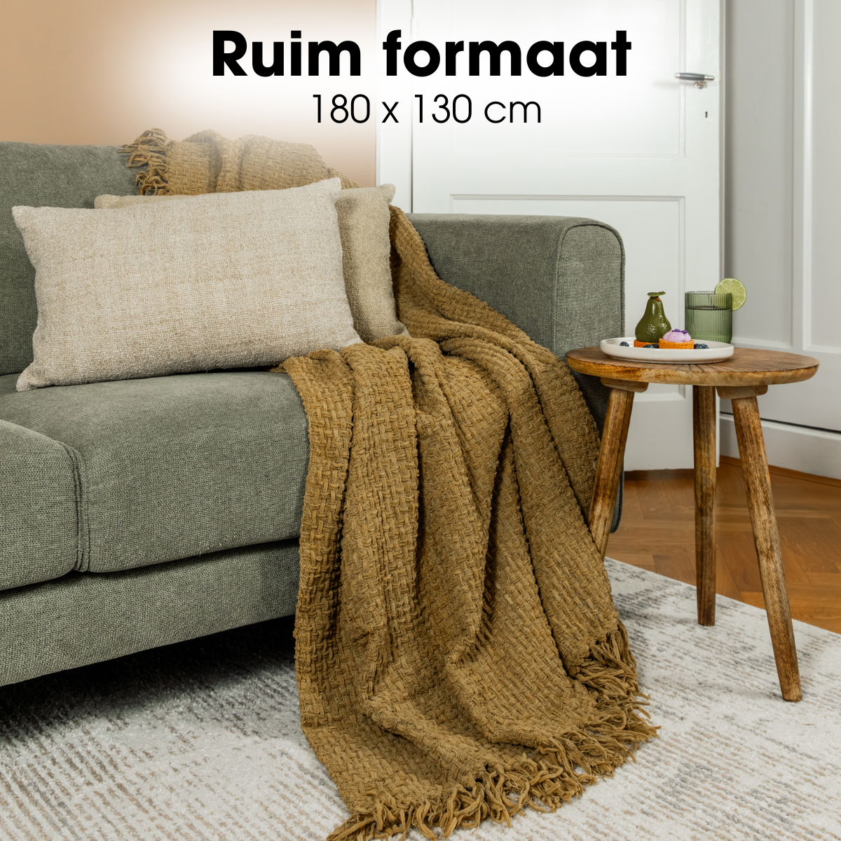 Plaid 180x130 cm bruin polyester