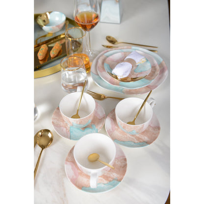 Koffiekopjes met schoteltjes set van 2 porselein multicolor 10 ml