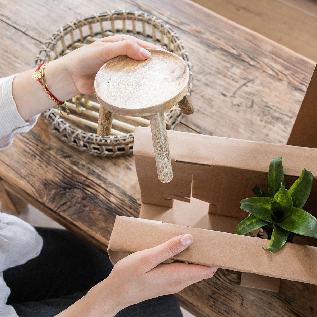 Plantenstandaard hout rond 12 cm
