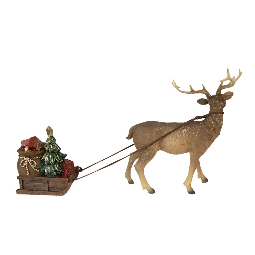 Deer Figurine 30x9x20 cm Brown Polyresin Christmas Decoration