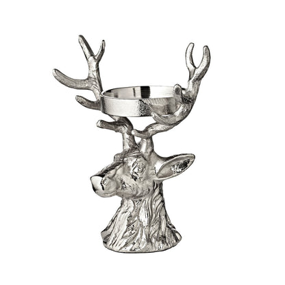 Kandelaar hert 20 cm aluminium zilver