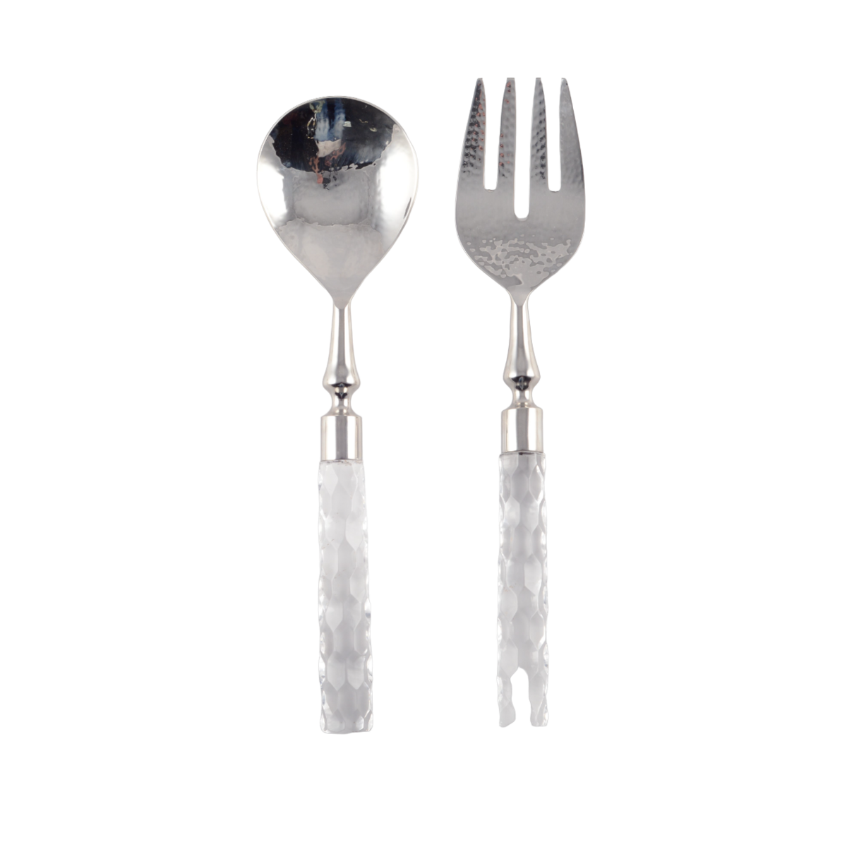 Saladebestek zilver gehamerd 29 cm