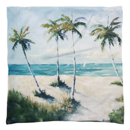 Kussenhoes 45x45 cm blauw groen polyester palmbomen