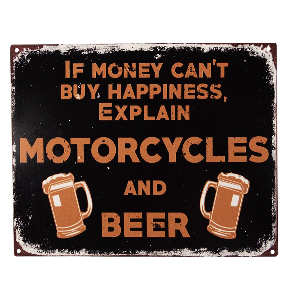 Metal Sign 25x20 cm Black Iron Beer Wall Sign