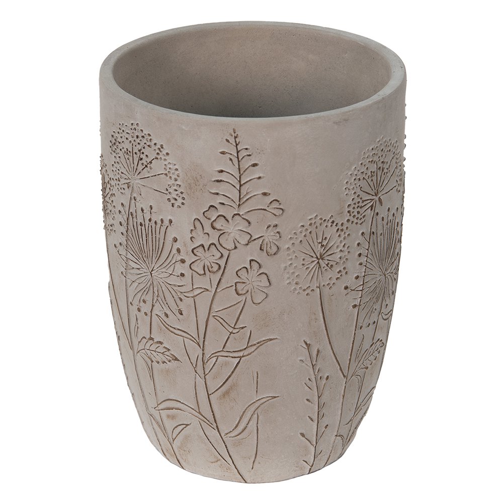 Bloempot Ø 18x25 cm Grijs Beige Steen Bloemen Bloempot Binnen