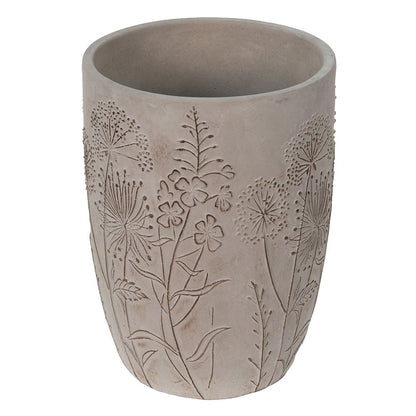 Bloempot Ø 18x25 cm Grijs Beige Steen Bloemen Bloempot Binnen