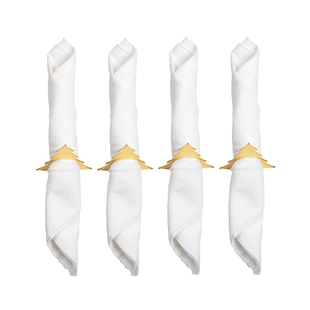 Servetringen goud metaal 4x4x1 cm set van 4