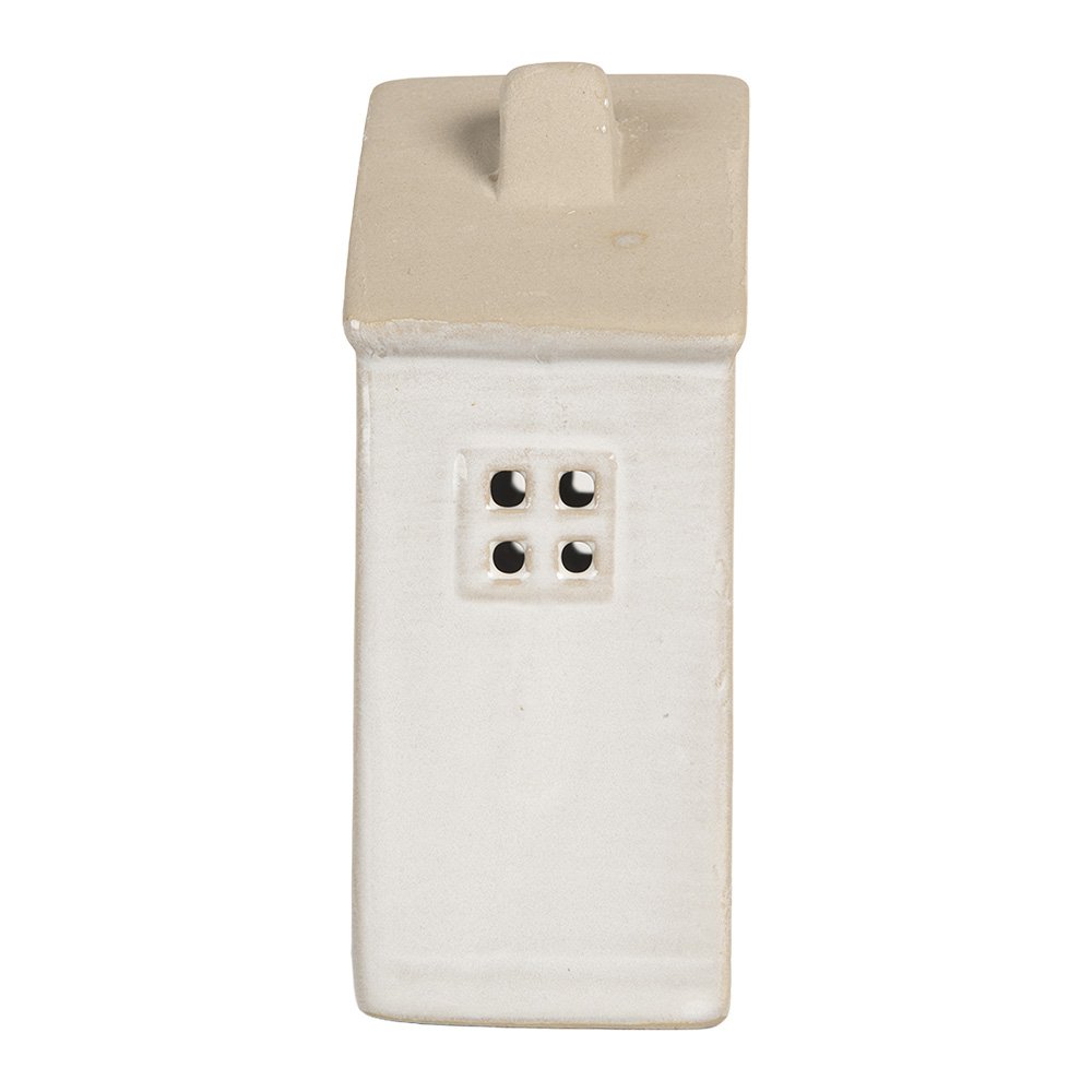 Decoration House with LED 8x5x12 cm Beige Ceramic