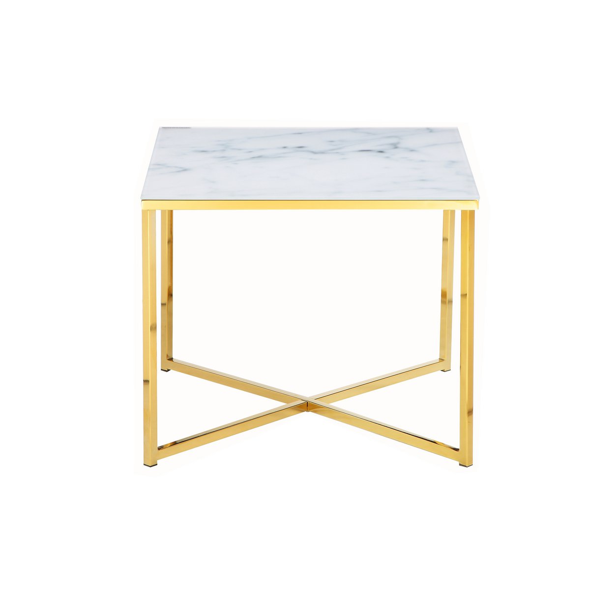 Bijzettafel 50x50x42 cm goud marmerlook
