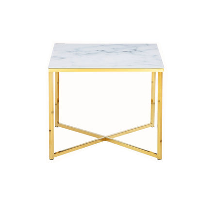 Bijzettafel 50x50x42 cm goud marmerlook