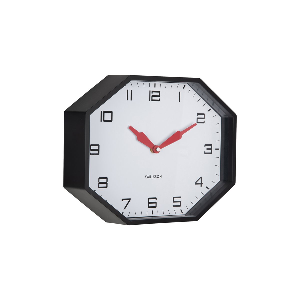 Wandklok 32 cm rood achthoek