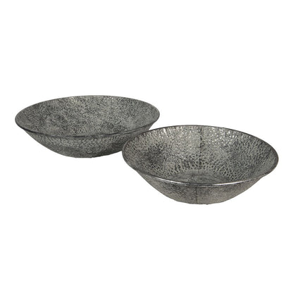 Decorative Bowl Set of 2 Grey Metal Serving Bowl